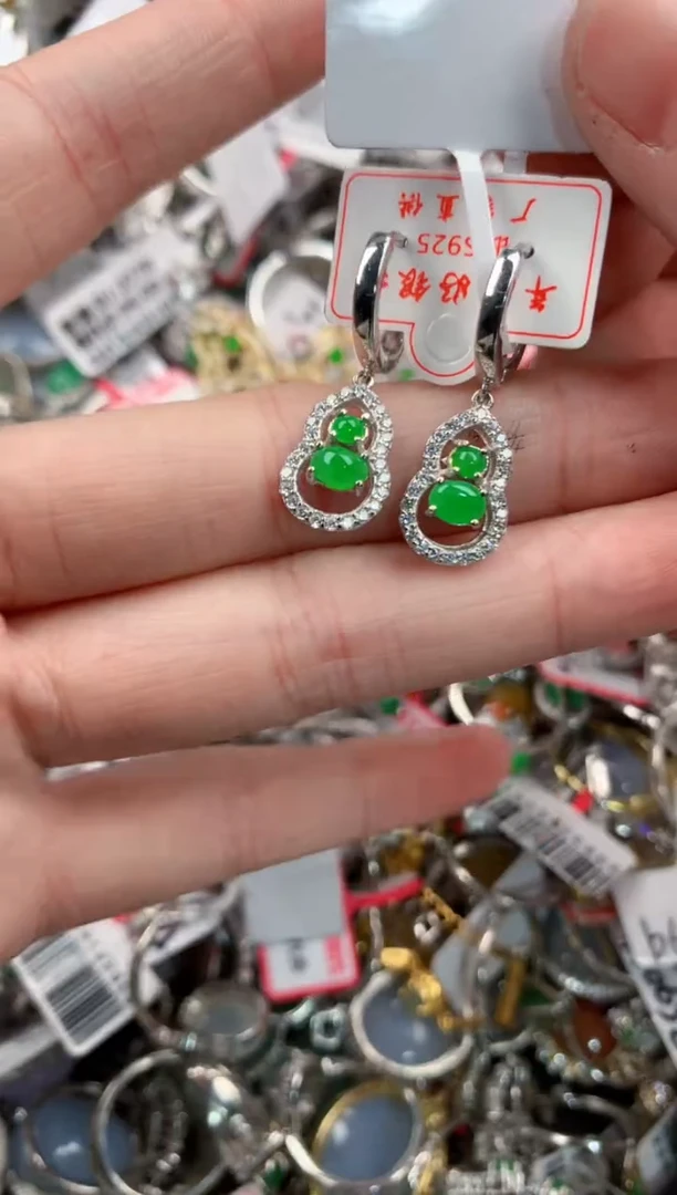 银S925镶嵌戒指翡翠101010-----8