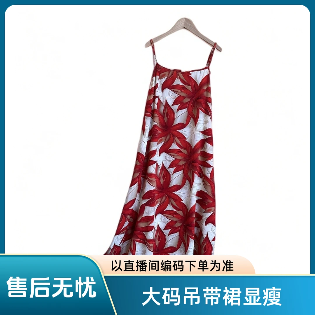 优麦大码女装严选通勤凉爽时尚显瘦吊带裙