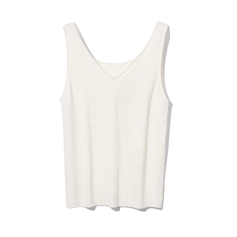 枫竺女装阿楠anan前后两穿莱赛尔针织V领背心百搭简约女透气坎肩