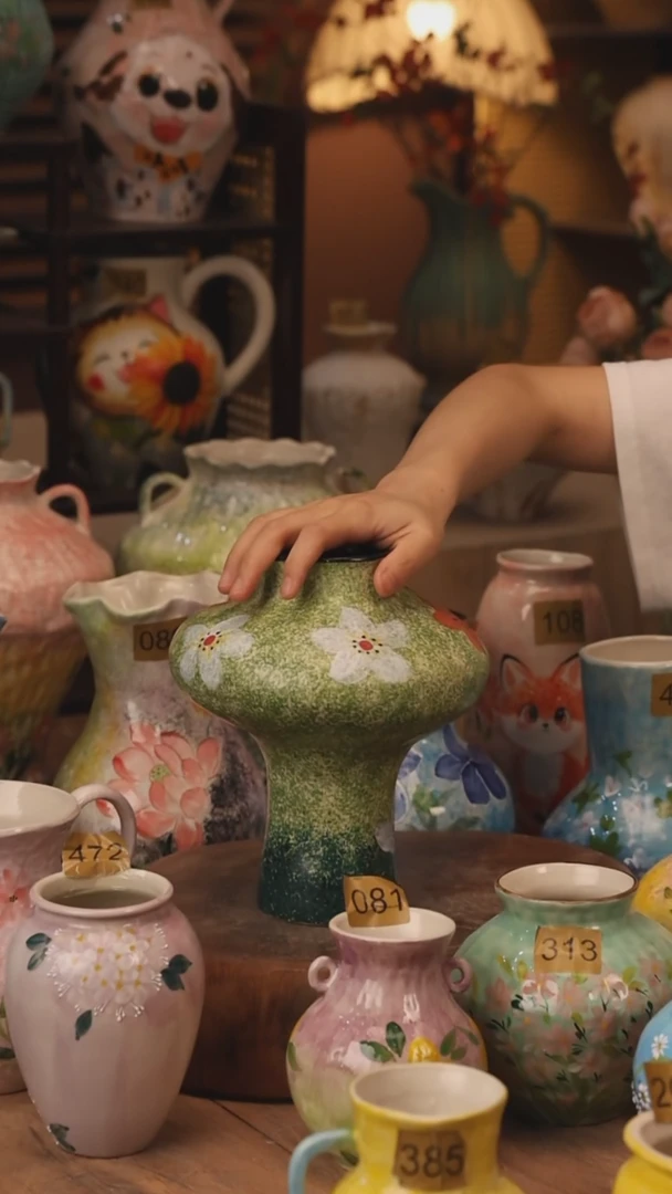 陶瓷515景德镇设计师手作花器摆件侘寂风