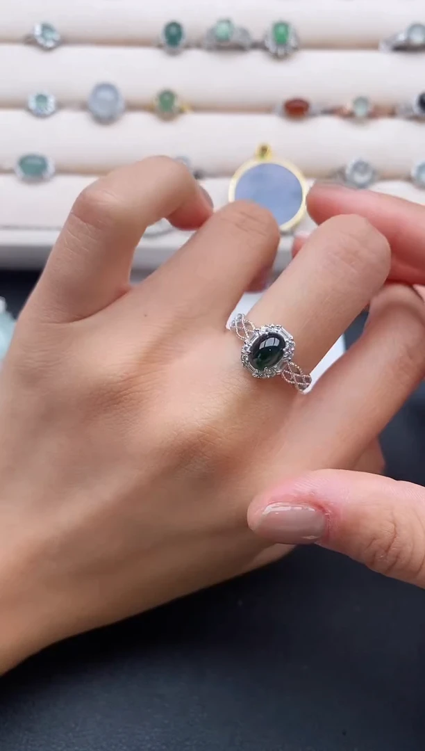 银S925镶嵌戒指翡翠111111111+8