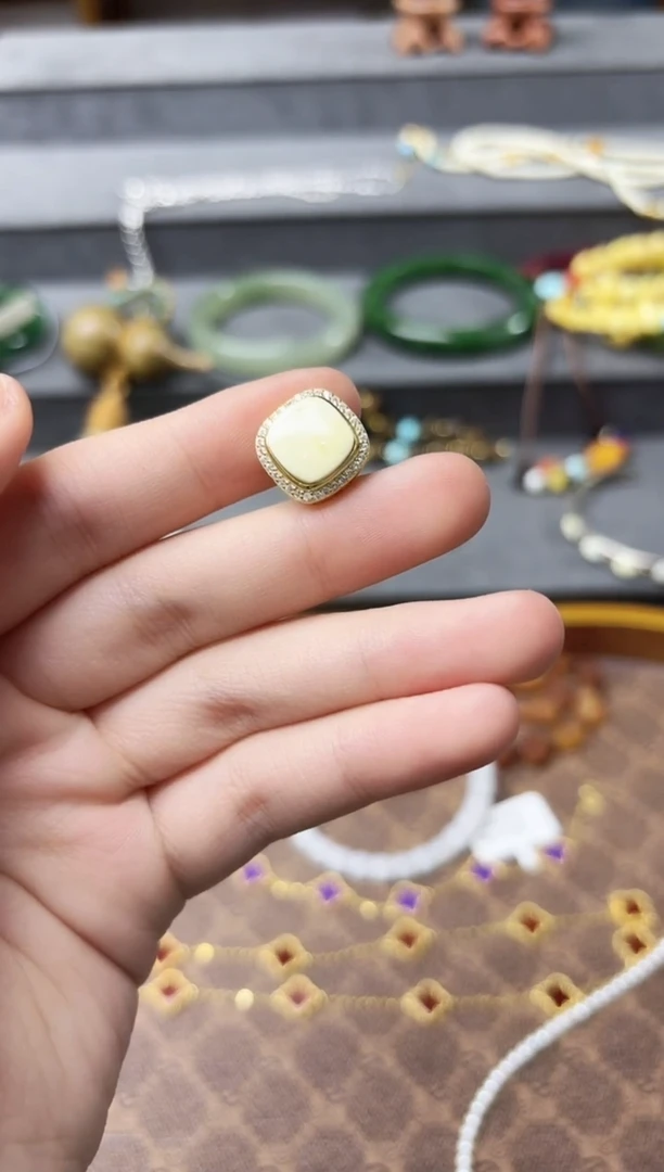 裸石蜜蜡银S925镶嵌s925银蜜蜡配饰GW赠链