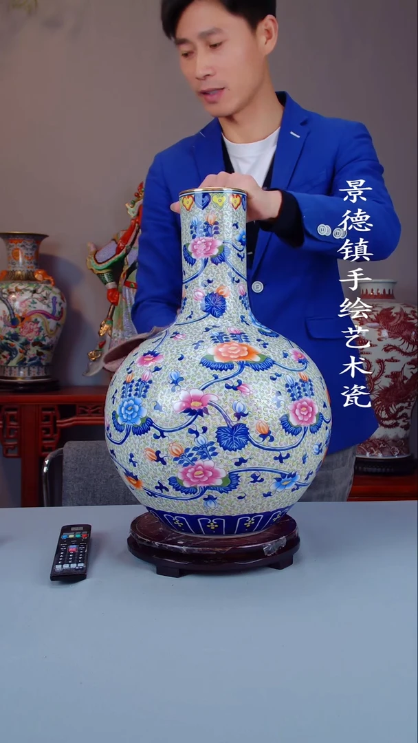 瓶陶景德镇手工手绘陶瓷摆件60