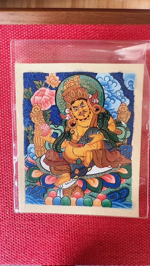 吊坠纯手绘矿物质颜料黄财神