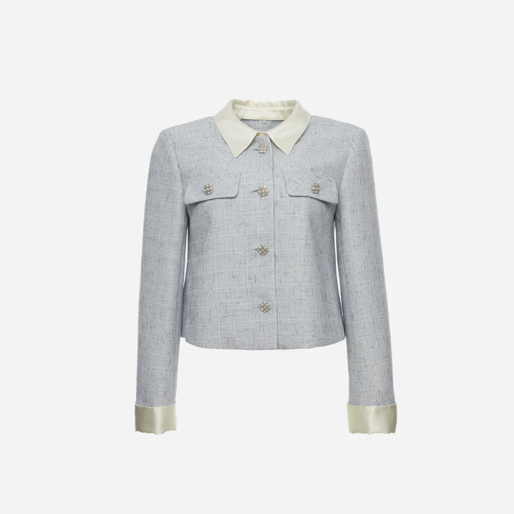 GEJIN/歌锦新款时尚翻领气质牛仔长袖女士百搭小香风上衣短款