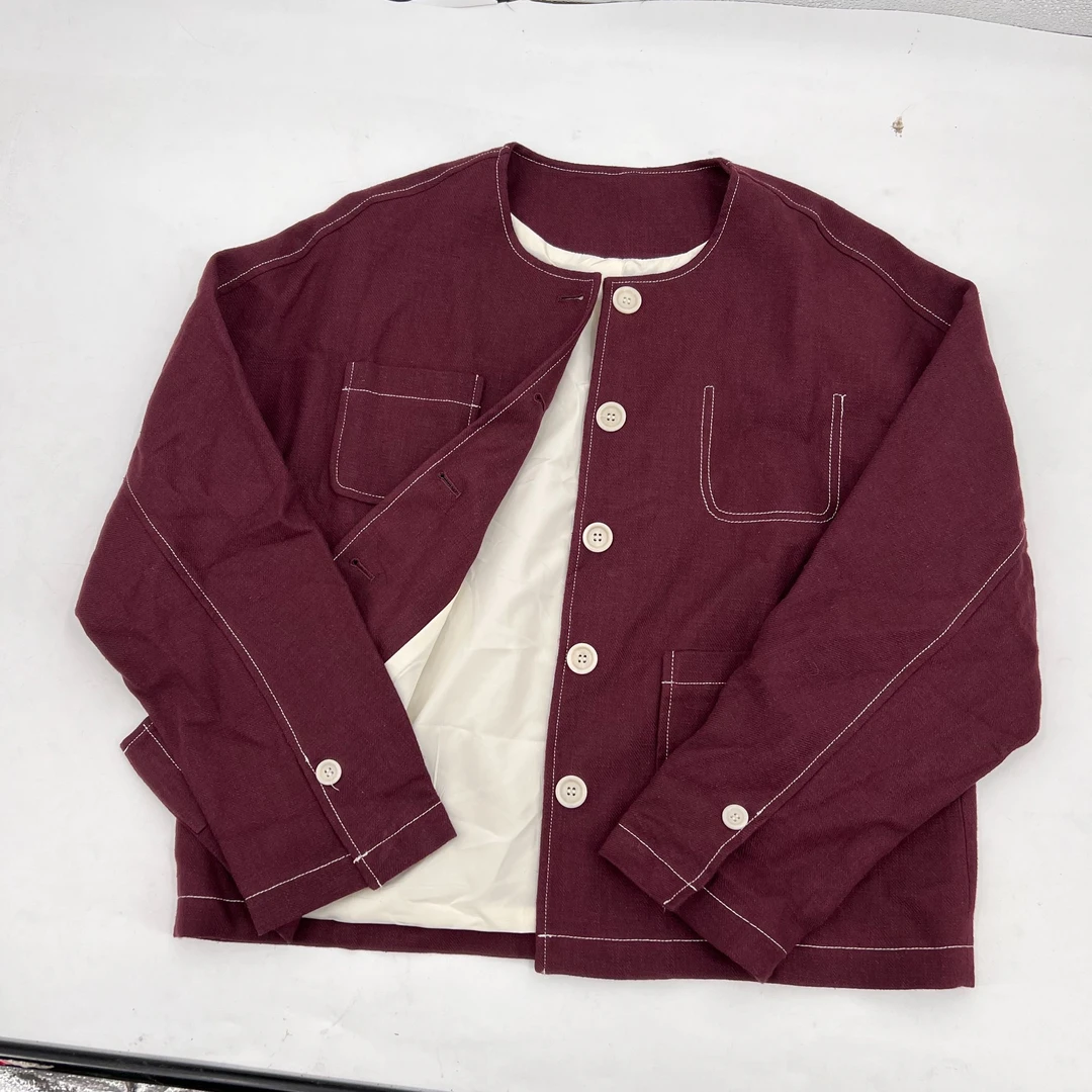 常规短款时尚小香风上衣红色短外套拼接长袖秋季春季宽松型A01-9