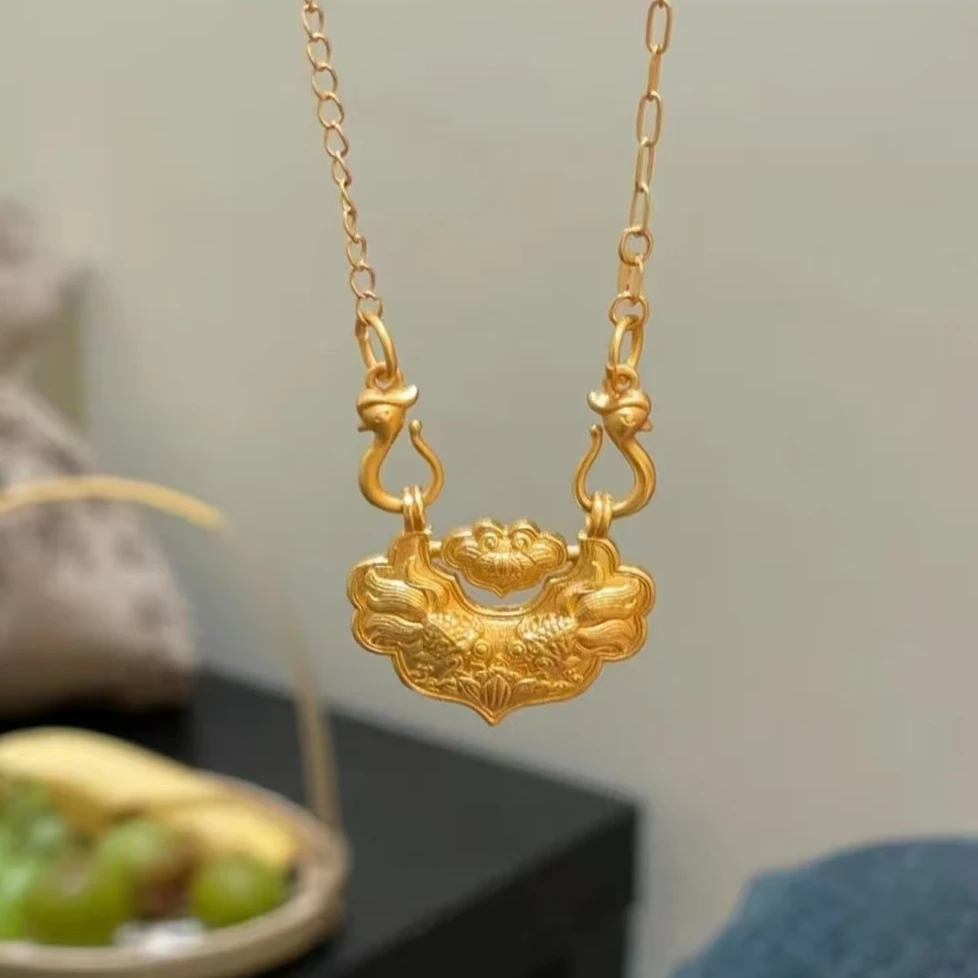 铜合金项链 铜合金锦鲤锁项链