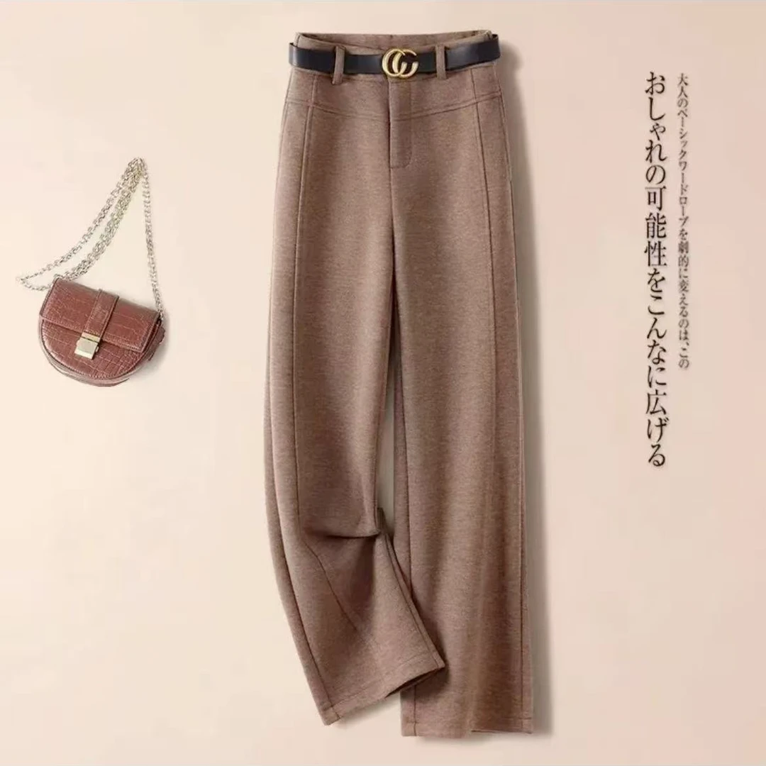 2024秋冬新款显瘦加绒直筒休闲裤时尚百搭长裤子女裤子8389长101