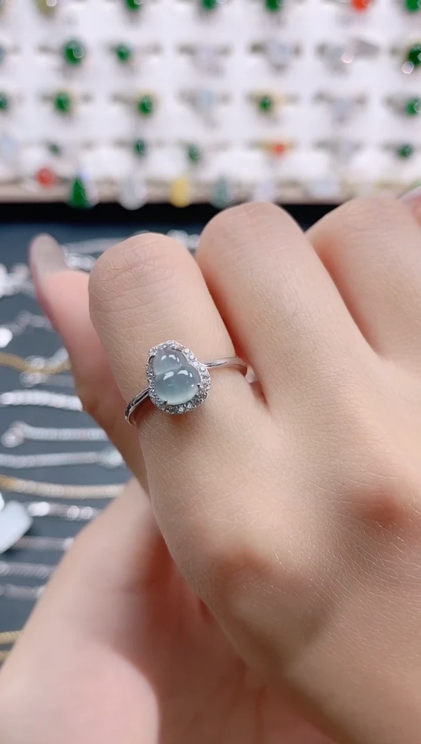 【闪购商品】翡翠银S925镶嵌戒指天然翡翠