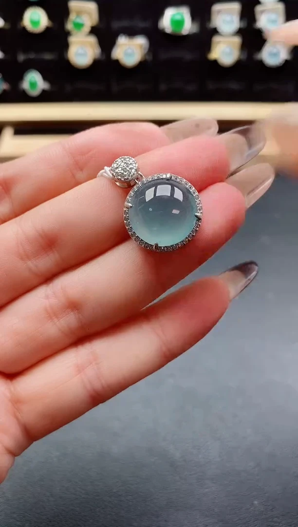 吊坠(不含链)银S925镶嵌翡翠1