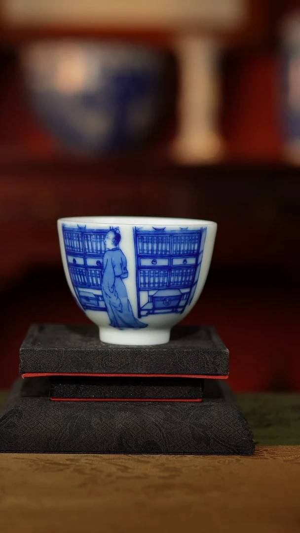 全手工手绘  文人明式家具杯