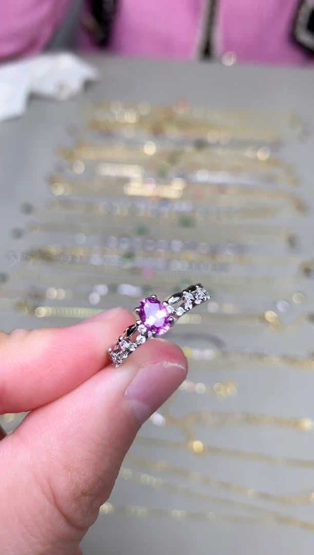 戒指蓝宝石银S925镶嵌戒指