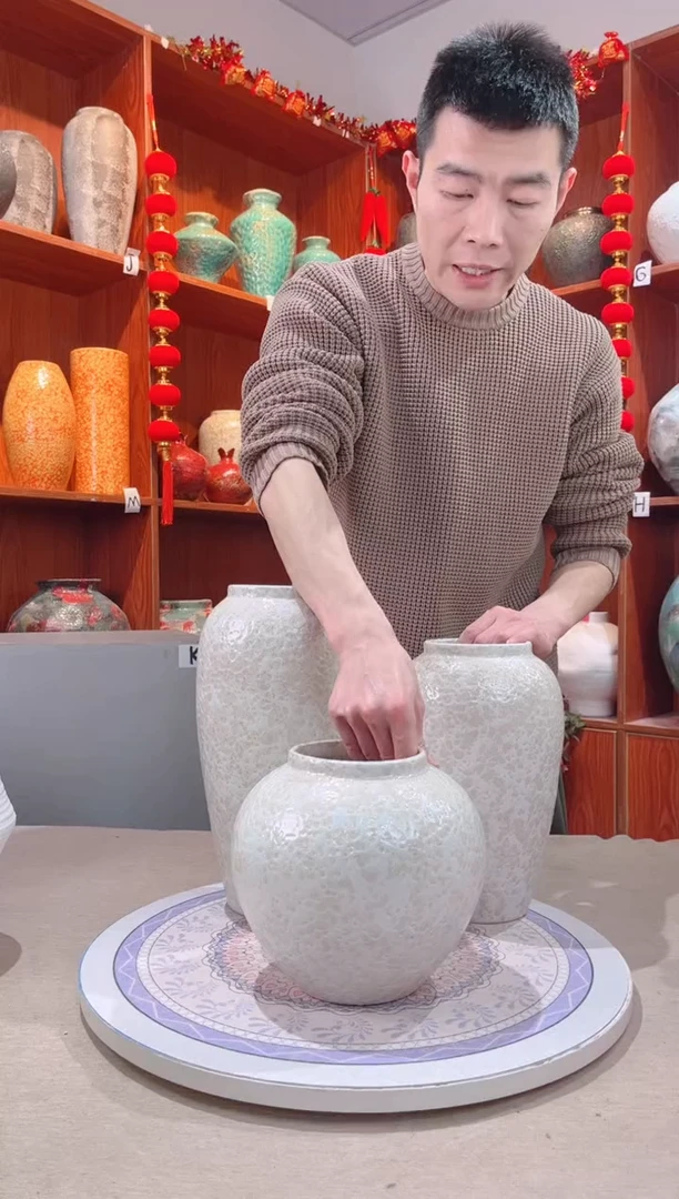 【闪购商品】瓶 陶瓷花瓶 无花 茶白 三件套