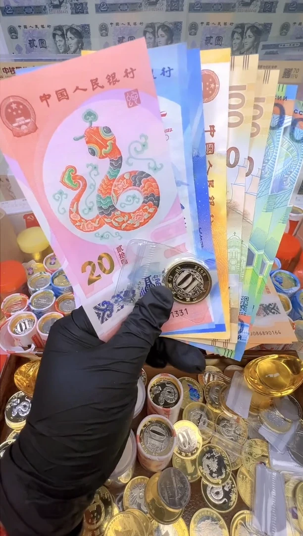 【闪购商品】合金福蛇献瑞纪念八钞一币合集（纸+塑料）