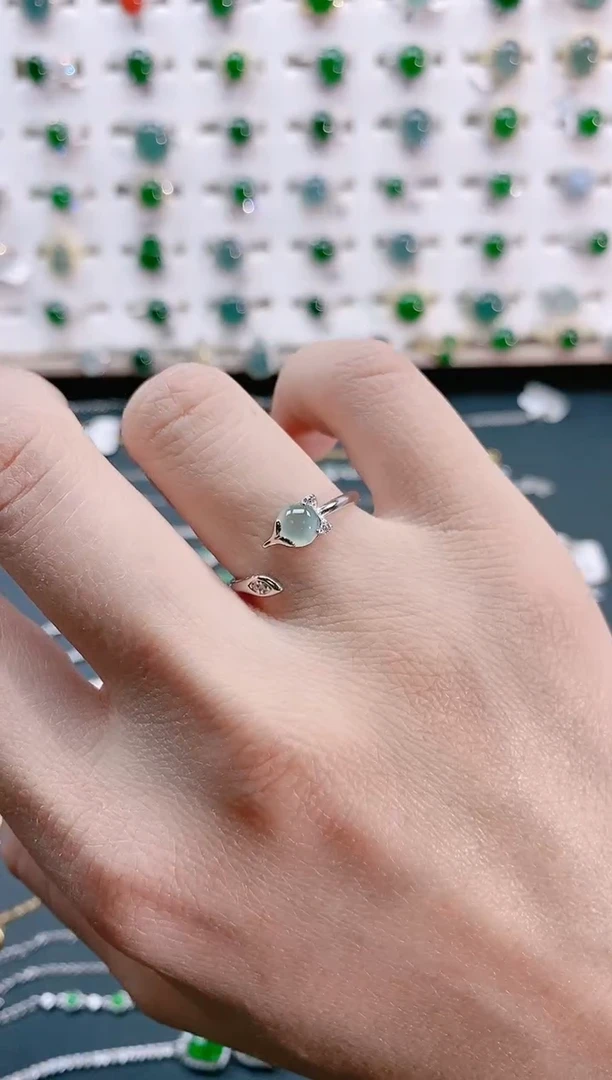 【闪购商品】翡翠戒指银S925镶嵌天然翡翠