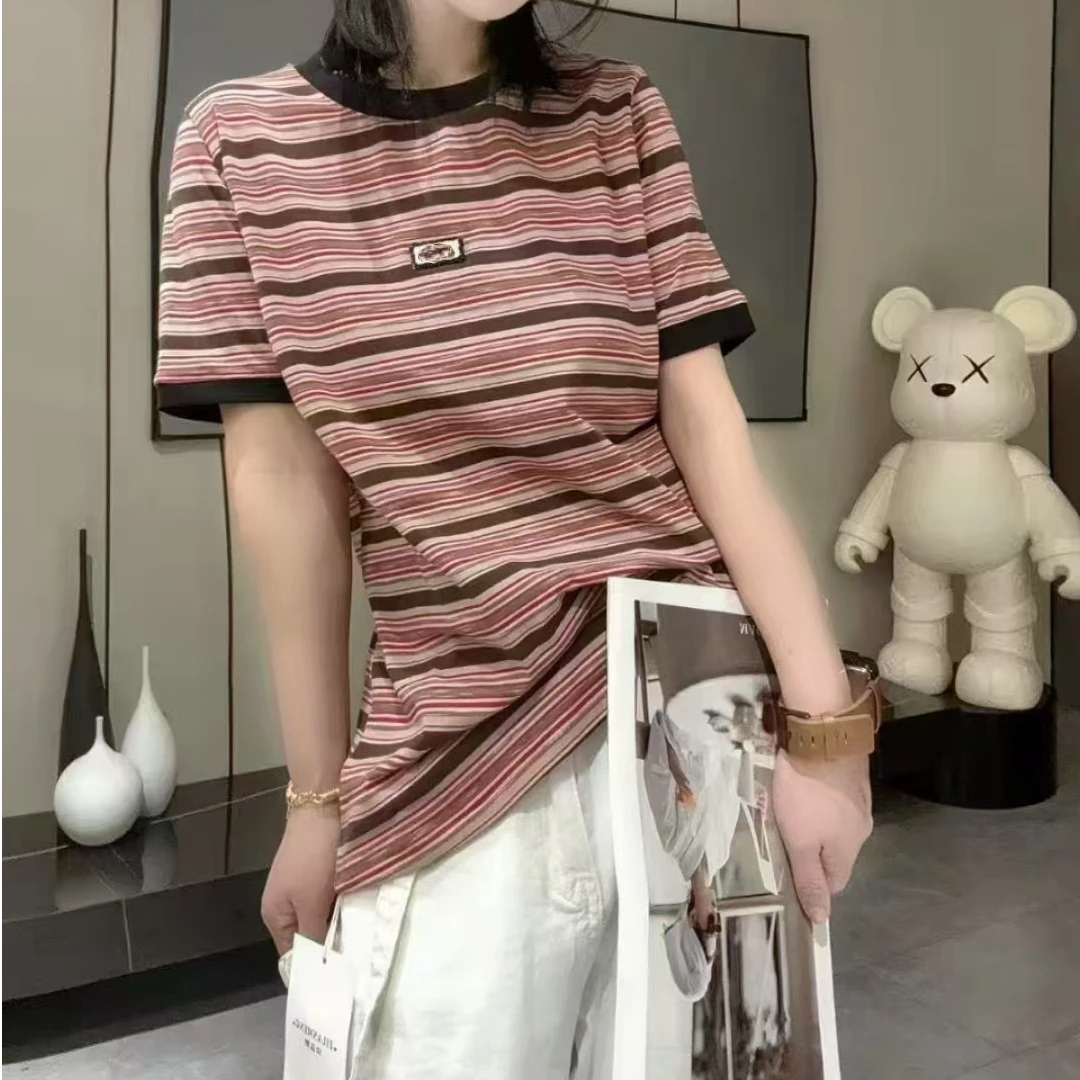 【锦衣服饰】NI 6712红色条纹短袖T恤