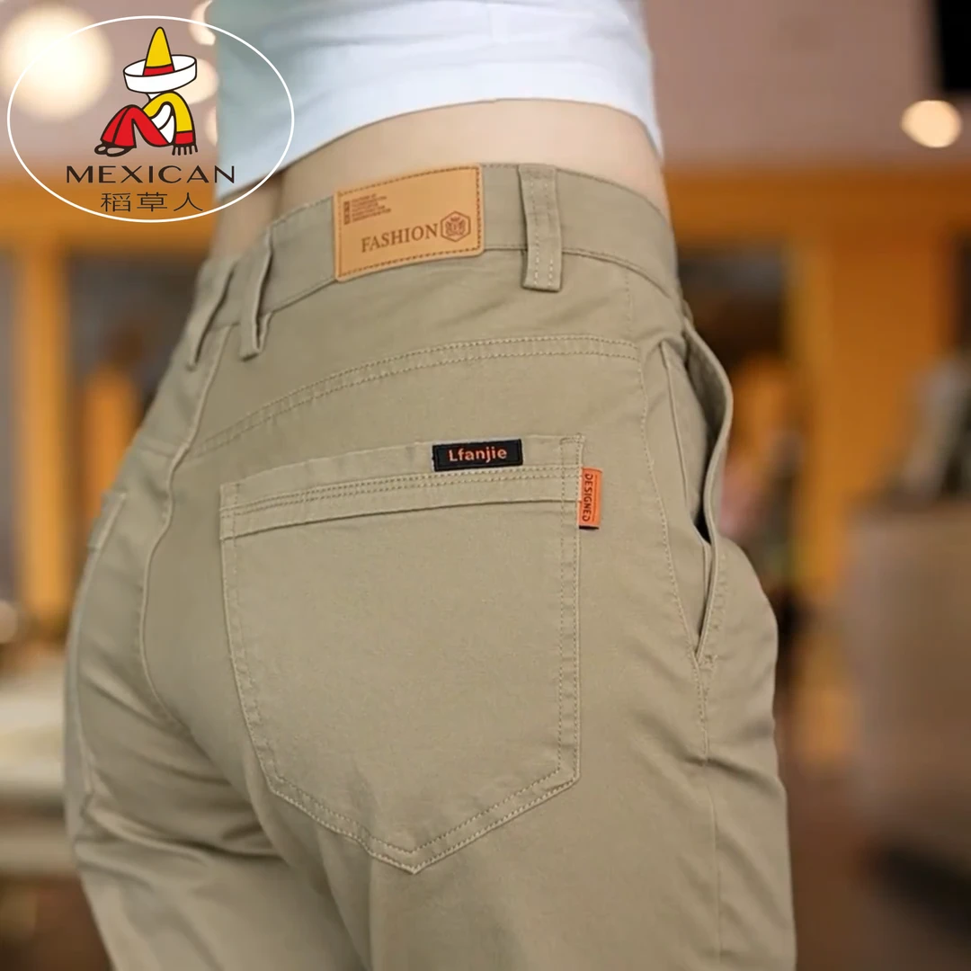 Mexican/稻草人男士修身直筒休闲裤男装英伦痞帅厚款潮流男款裤子
