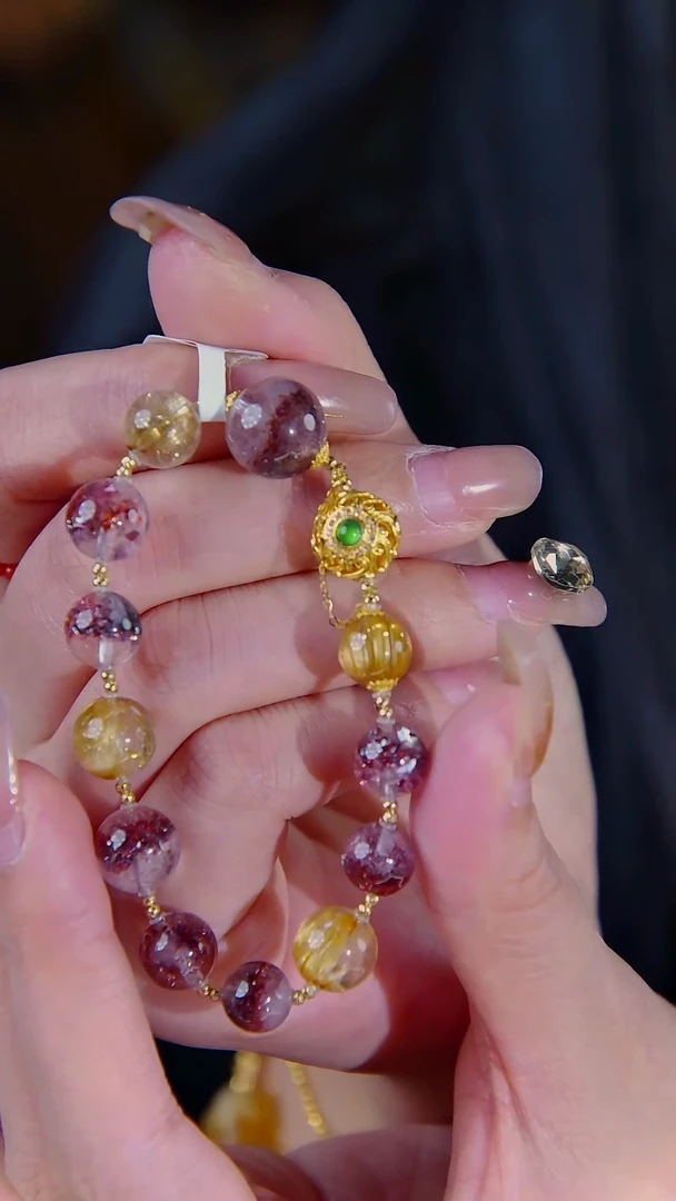 18K金镶嵌手链水晶金草莓孤品1