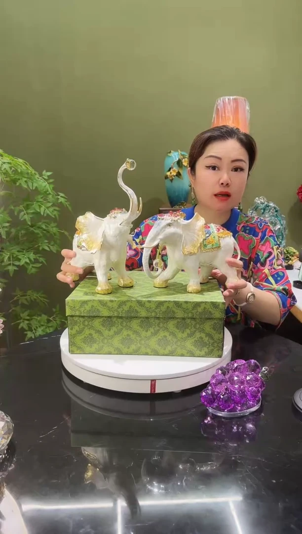 金属珐琅彩  一对 大象