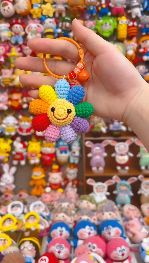 纯手工制作毛线钩织成品太阳花