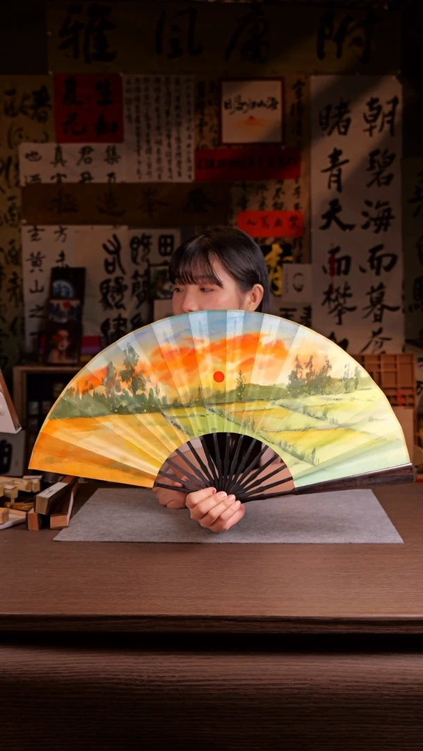国画581-10寸 手写 扇子-哈哈
