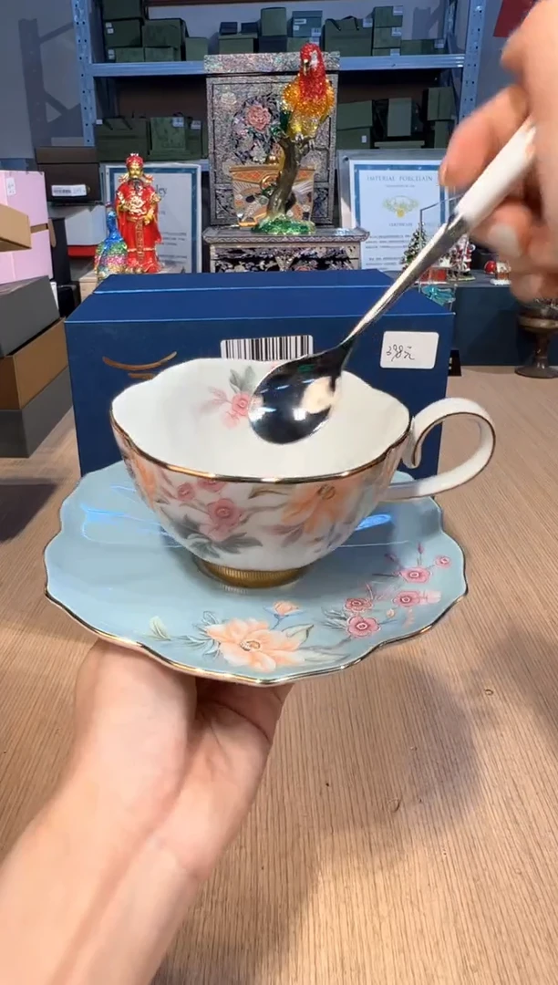 【闪购商品】杯156天青时代带勺咖啡杯