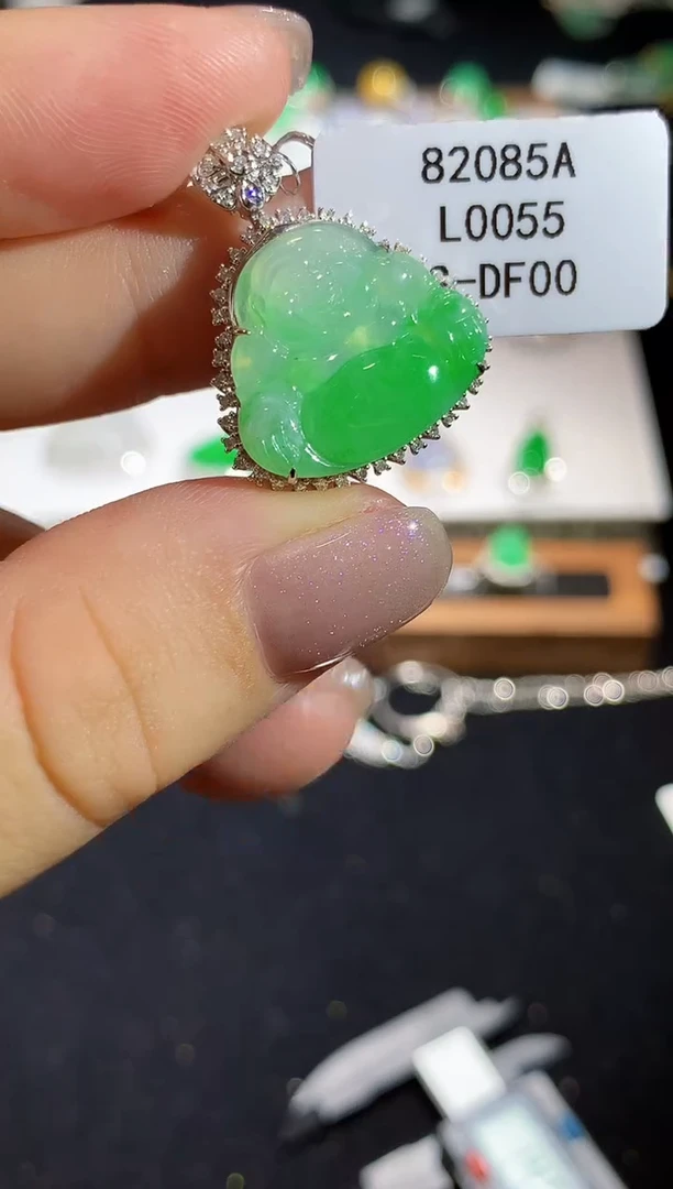 翡翠18K金镶嵌吊坠(不含链)L0055多样性发其一