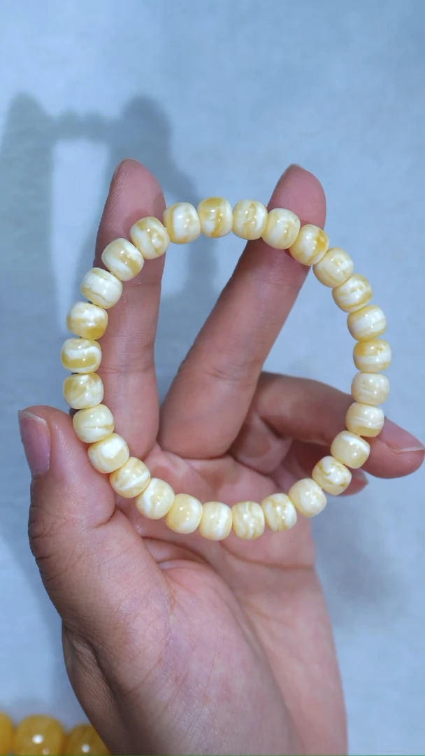 未镶嵌蜜蜡手链收藏级8mm金瓷白虎皮纹妖孽