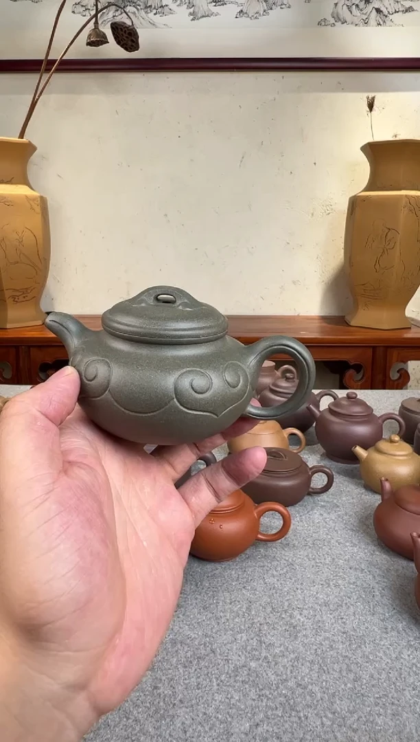 茶壶紫砂仿古如意 原矿青段 精工半手