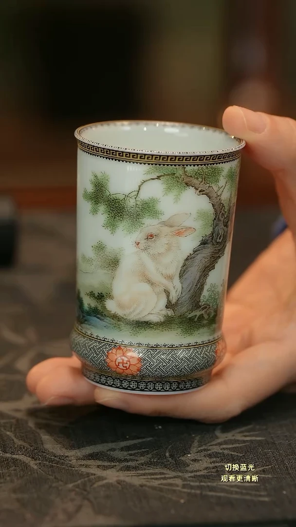 o****你手绘粉彩十二生肖-兔