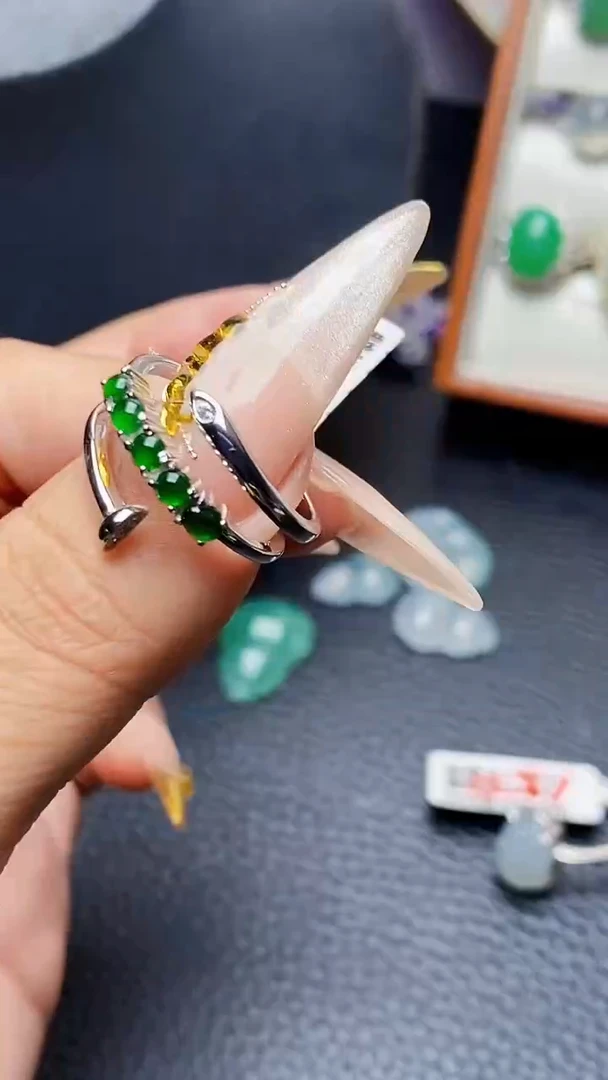 银S925镶嵌戒指翡翠3545