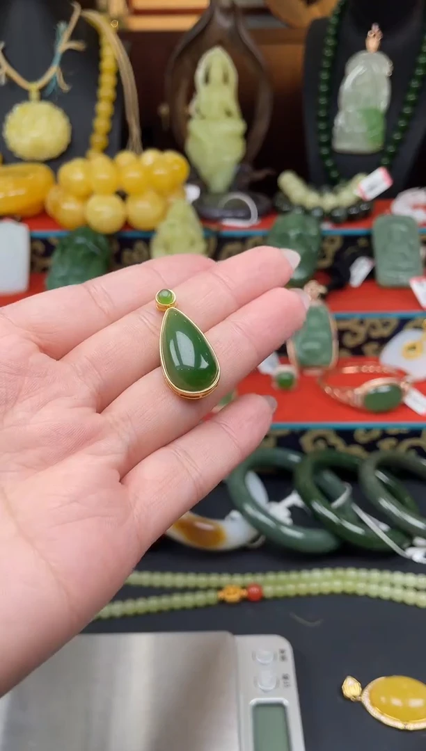 和田玉银S925镶嵌颈饰吊坠XH13