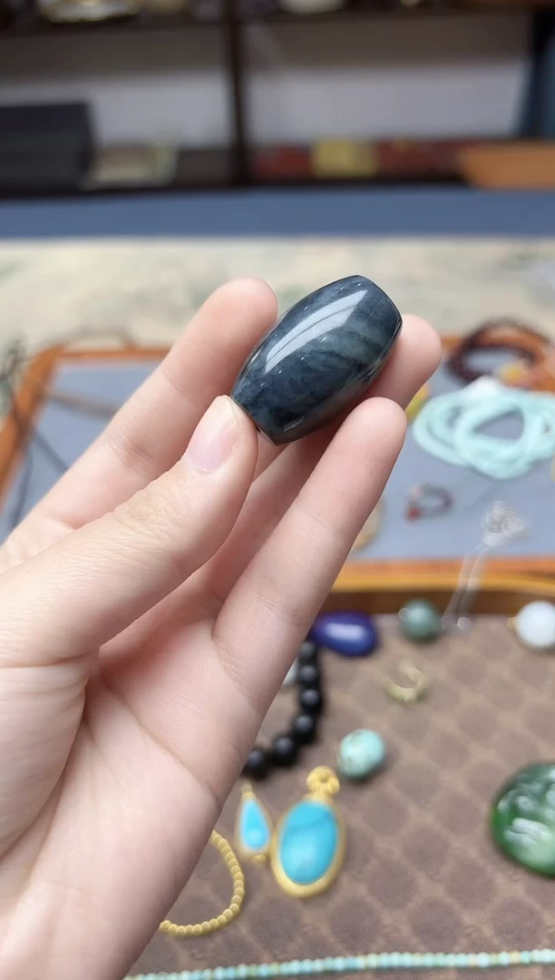 颈饰未镶嵌和田玉和田玉桶珠吊坠SY编绳