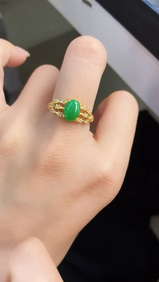 银S925镶嵌戒指翡翠12