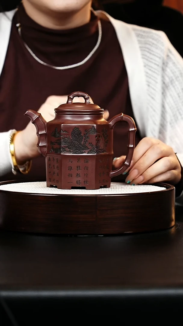 茶壶紫砂六方竹节