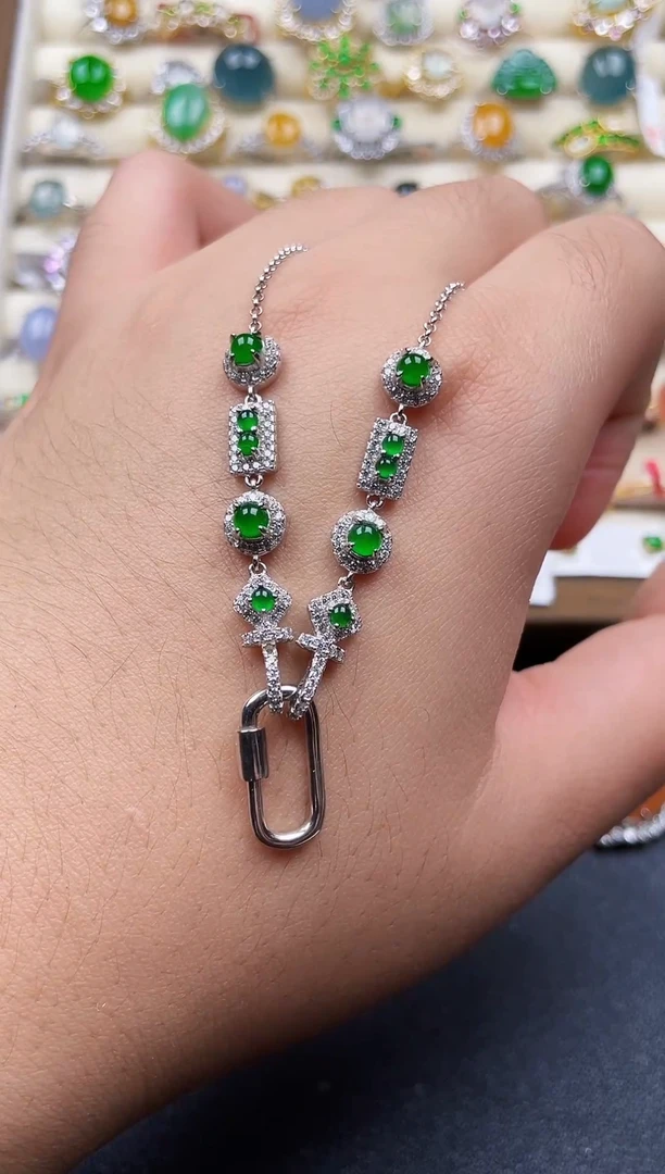 颈饰银S925镶嵌翡翠122