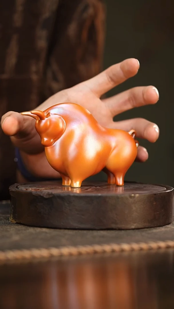 96柴房陶瓷柴烧牛茶宠