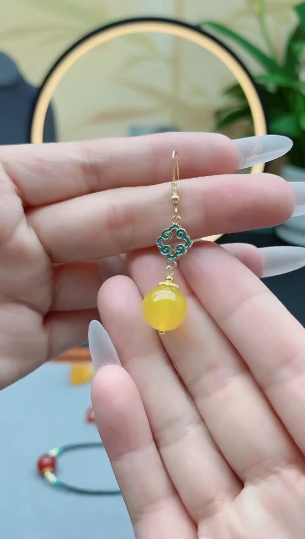 玛瑙/玉髓耳饰银S925镶嵌6502