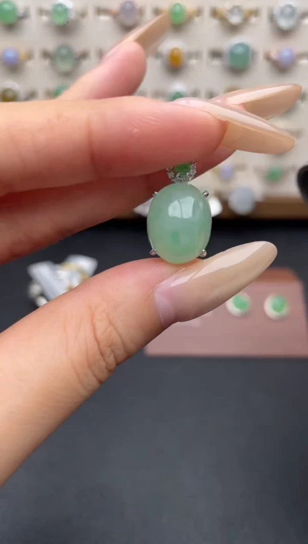 银S925镶嵌戒指翡翠一物一证一礼盒