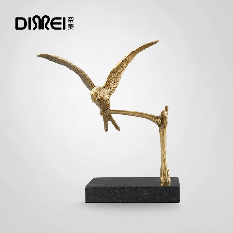 金色树枝展双翼小鸟家居饰品办公室轻奢展示柜摆件