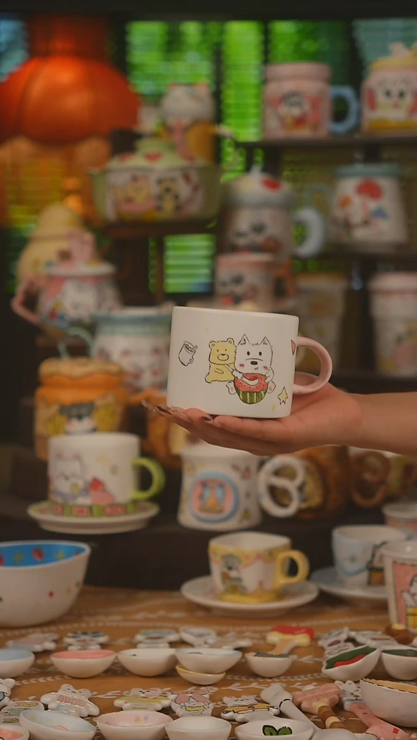 陶瓷无盖款景德镇有彩高温釉下彩纯手绘创意瓷