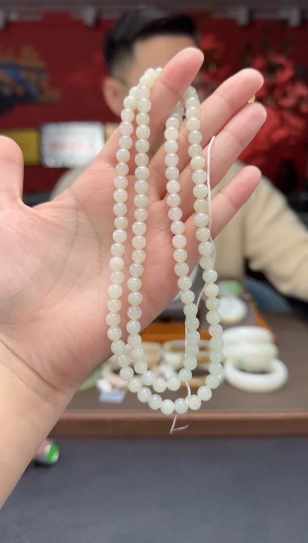 【闪购商品】和田玉颈饰未镶嵌白玉108颗多圈卡6