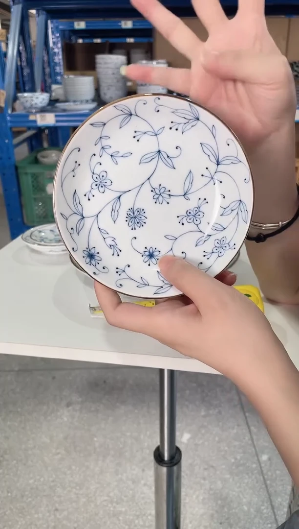 陶瓷线唐草【2支】大圆碟5.2英寸