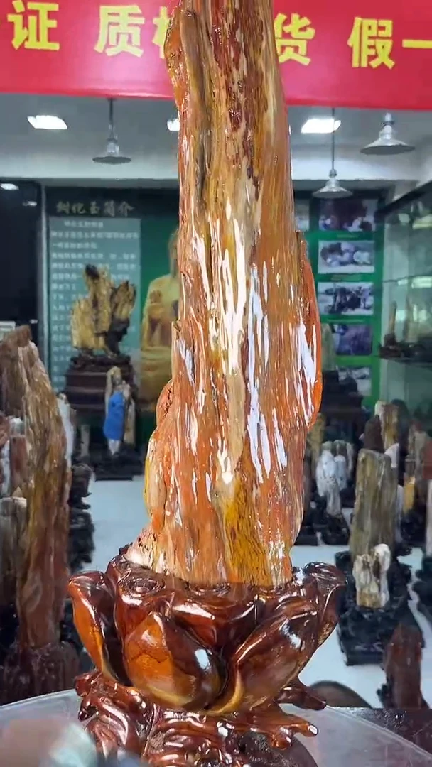 缅甸天然树化玉摆件