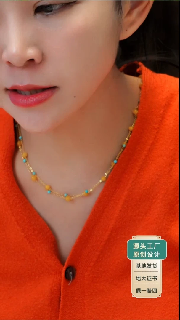 蜜蜡颈饰银S925镶嵌发货一件