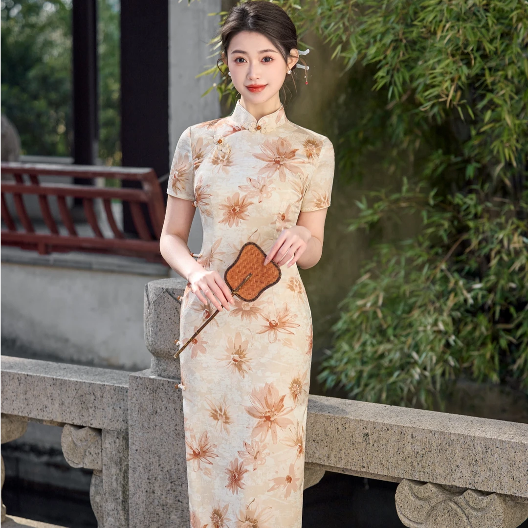 125长款气质修身港风日常年轻优雅旗袍 长约120cm