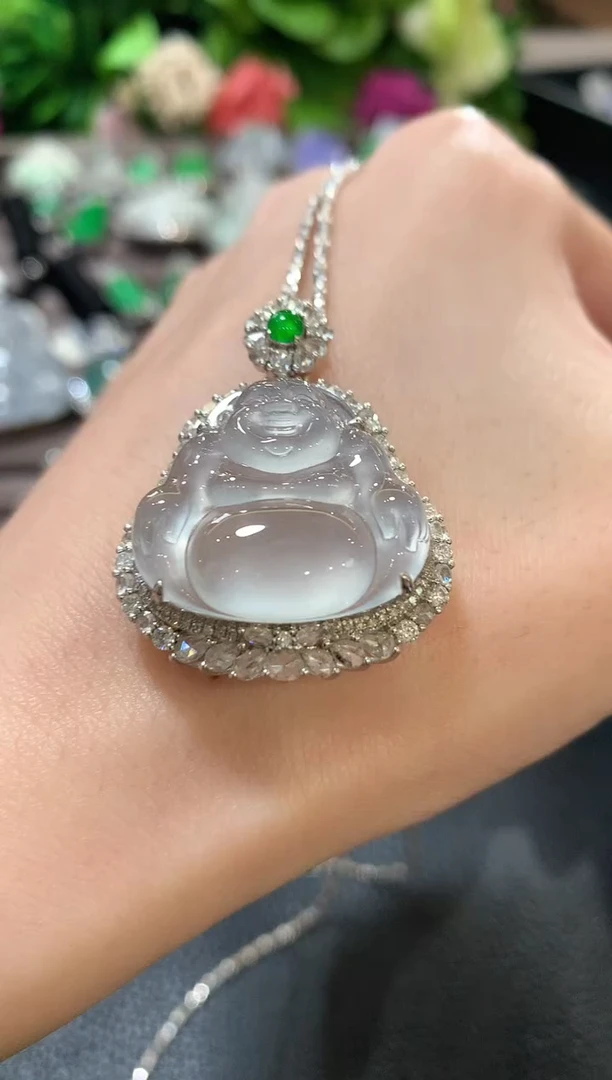 吊坠(不含链)18K金镶嵌翡翠l****?c68