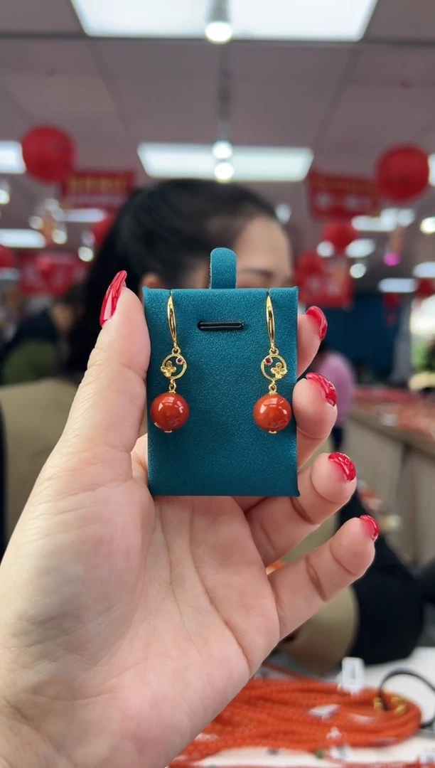 【闪购商品】南红玛瑙耳钩银S925镶嵌多样发其一/92200067