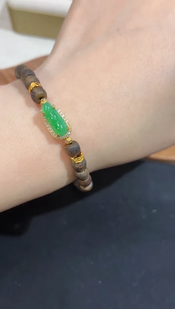 银S925镶嵌手链翡翠手串