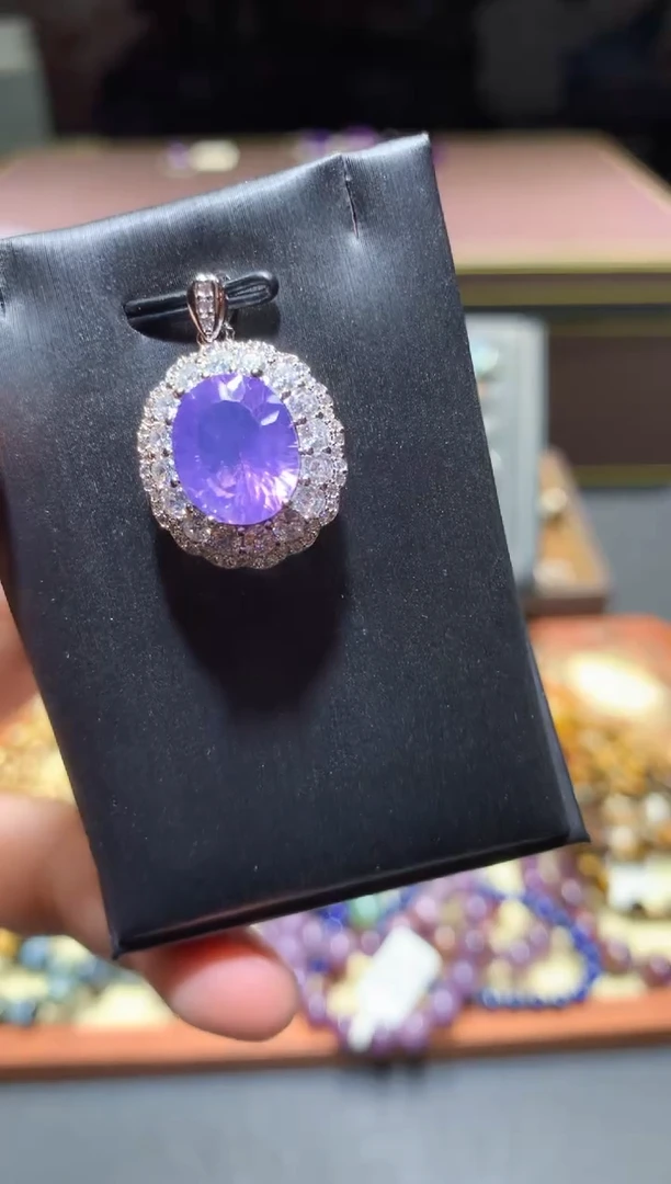 【闪购商品】水晶颈饰钛钢T127紫玉晶